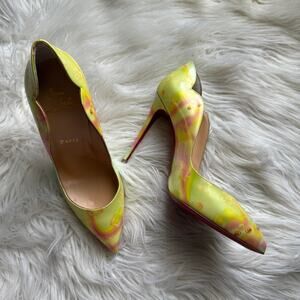 NWT •CHRISTIAN LOUBOUTIN Patent Loubi Marble Hot Chick 100 Pumps Size: 36